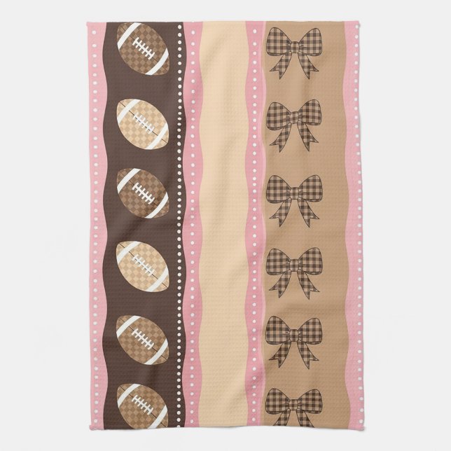 Coquette Football Bows Leopard Pattern (9) Tea Towel (Vertical)