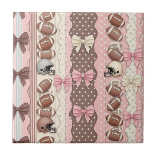 Coquette Football Bows Leopard Pattern (9) Tile