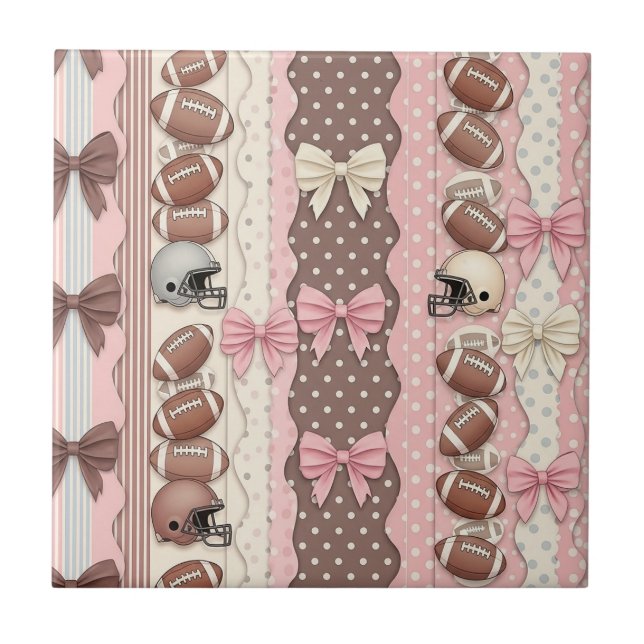 Coquette Football Bows Leopard Pattern (9) Tile (Front)