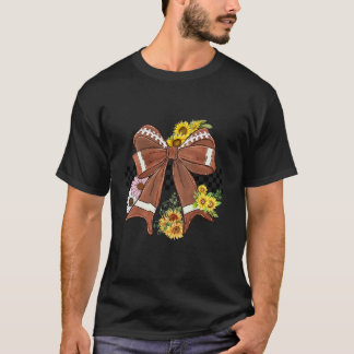 Coquette Football Mama Aesthetic Bow Love Game Day T-Shirt