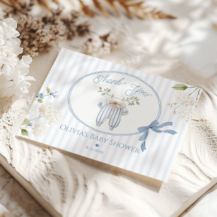 Coquette French Clothesline Baby Boy Shower Thank You Card