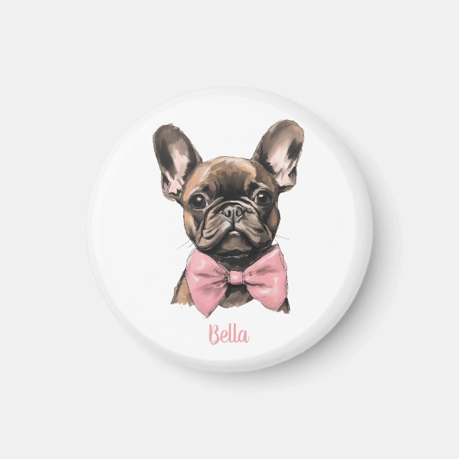 Coquette Frenchie Costumizable Name Magnet (Front)