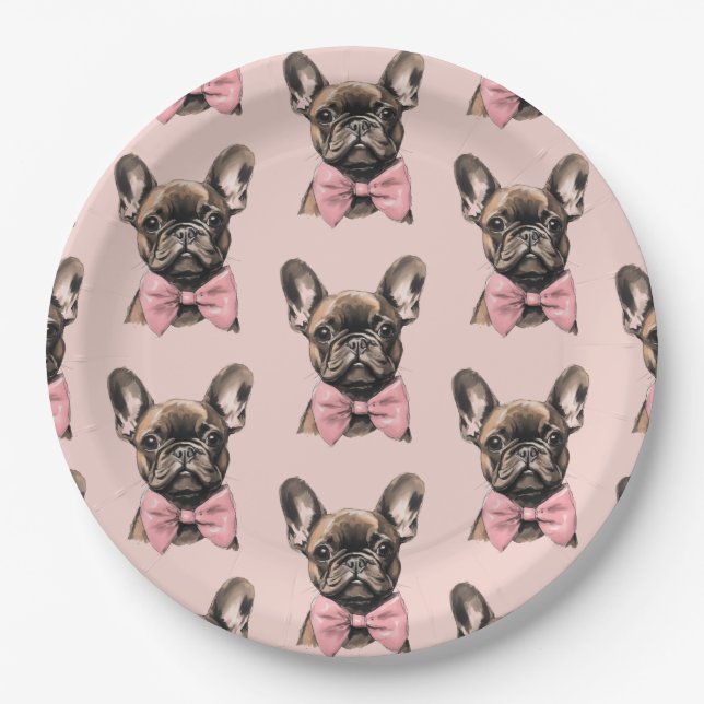 Coquette Frenchie Paper Plate (Front)