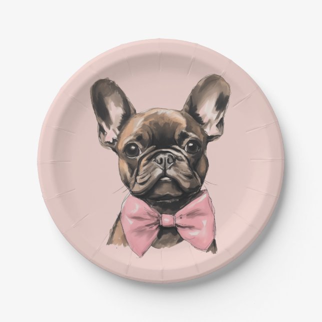 Coquette Frenchie Paper Plate (Front)