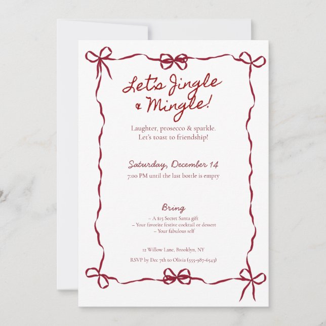 Coquette Friendsmas Party Invitation (Front)