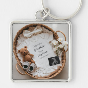 Coquette Gender Neutral Pregnancy Announcement  Key Ring