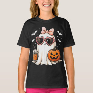 Coquette Ghost Halloween Cute Spooky Season Girls T-Shirt