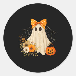 Coquette Ghost Halloween Flower Ghost Soky Lace Gh Classic Round Sticker