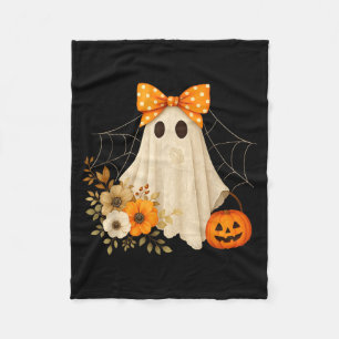 Coquette Ghost Halloween Flower Ghost Soky Lace Gh Fleece Blanket