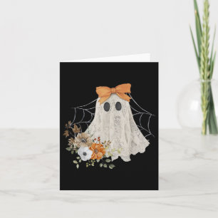 Coquette Ghost Halloween Flower Ghost Spooky Lace Card