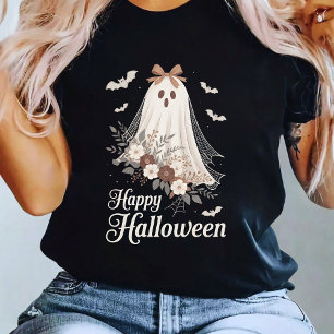 Coquette Ghost Halloween Flower Ghost Spooky T-Shirt