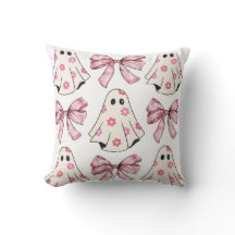 Coquette Ghost Pink Halloween Feminine Pillow Fall