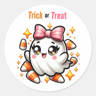 Coquette Ghost Trick or Treat Sticker