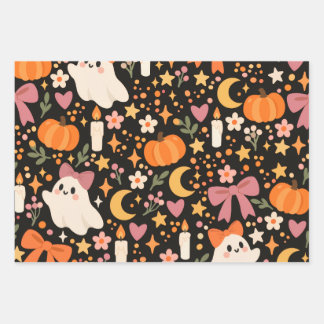 Coquette Ghosts Halloween Wrapping Paper Sheet