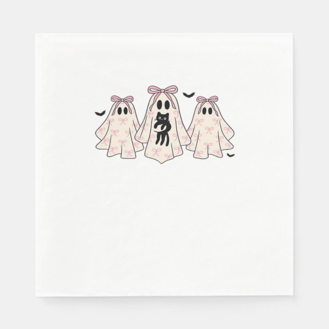 Coquette ghosts with a black cat Classic T-Shirt Napkin (Front)