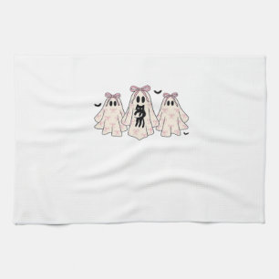 Coquette ghosts with a black cat Classic T-Shirt Tea Towel