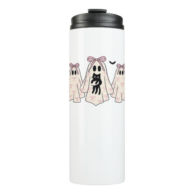 Coquette ghosts with a black cat Classic T-Shirt Thermal Tumbler (Front)