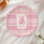 Coquette Gingham French Teddy Bear Baby Shower Paper Plate<br><div class="desc">The Pink Bow Gingham French Teddy Bear Baby Shower Paper Plates are an adorable and elegant addition to your baby shower tableware, perfectly blending practicality with style. Featuring a charming French-inspired teddy bear adorned with a pink bow and set against a classic gingham pattern, these plates create a delightful and...</div>