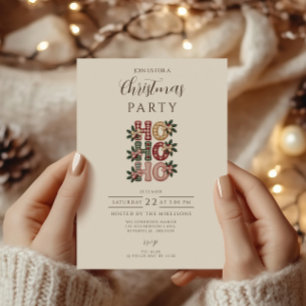 Coquette Gingham Ho Ho Ho Christmas Invitation