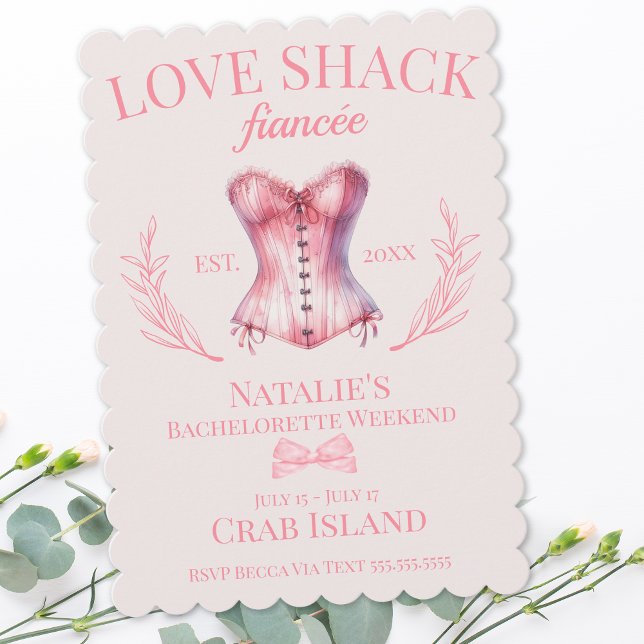 Coquette Girly Bow Corset Social Club Bachelorette Invitation (Creator Uploaded)