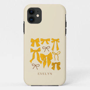 Coquette Girly Bows Yellow iPhone 11 Case