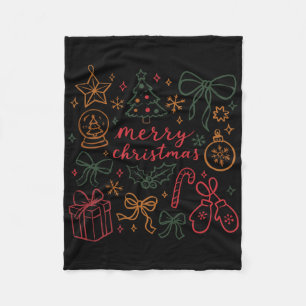 Coquette Girly Christmas Holly Xmas Jolly Merry Ch Fleece Blanket