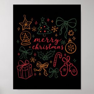 Coquette Girly Christmas Holly Xmas Jolly Merry Ch Poster