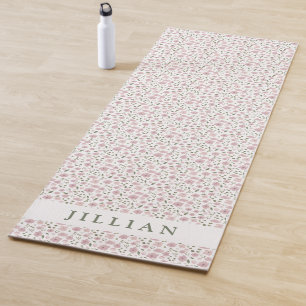 Coquette Girly Floral Pattern   Personalised Name  Yoga Mat