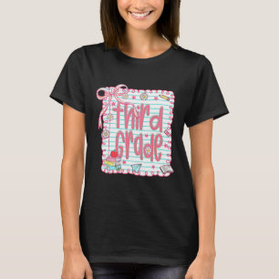 Coquette Girly Pink Bow Third Grade Teacher Back T T-Shirt