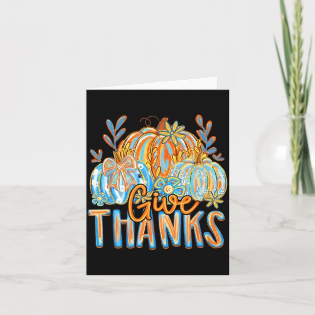 Coquette Give Thanks Christian Thanksgiving Floral Card (Front)
