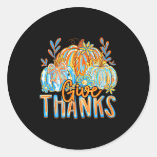 Coquette Give Thanks Christian Thanksgiving Floral Classic Round Sticker