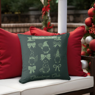 Coquette Gnome Lovers Christmas Club -Sage   Green Cushion