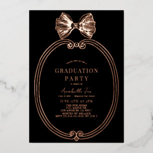 Coquette Gold Bow/Ribbon Black Graduation Party