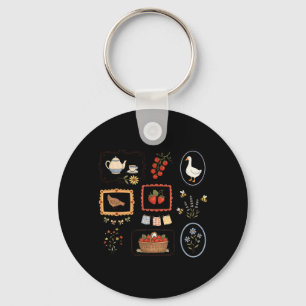 Coquette Goose Cottagecore Floral Gardening Farmer Key Ring