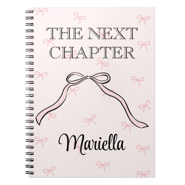 Coquette Graduate Personalized Pink Bow Diary Notebook (Front)