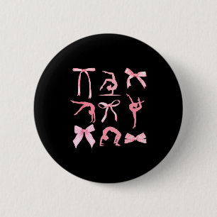 Coquette gymnastics cute bow gymnasts women girls 6 cm round badge