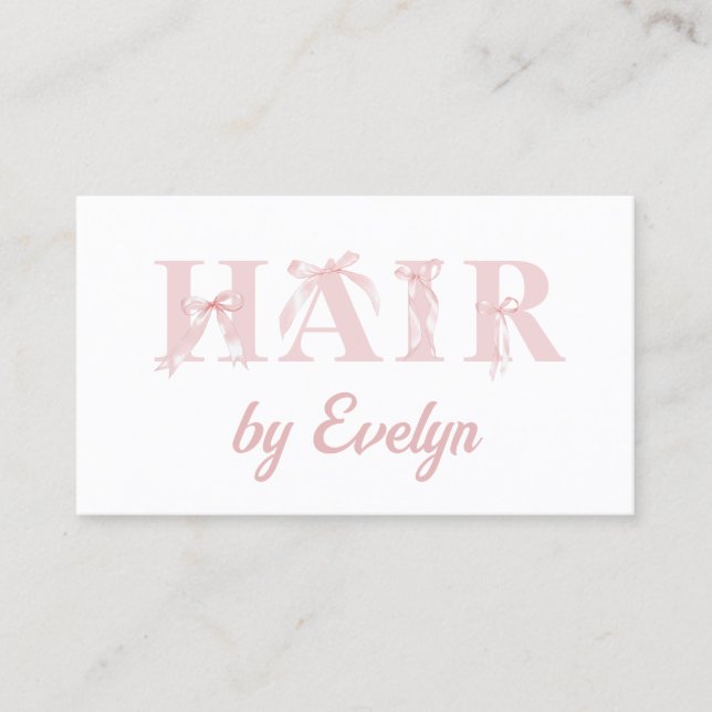 Coquette Hair QR Code Business Card (Front)