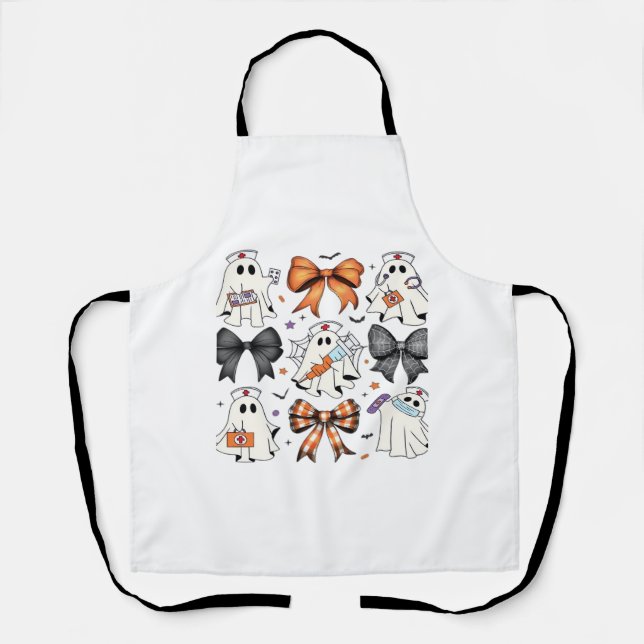 Coquette Halloween Ghost Nurse Classic T-Shirt Apron (Front)