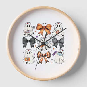 Coquette Halloween Ghost Nurse Classic T-Shirt Clock