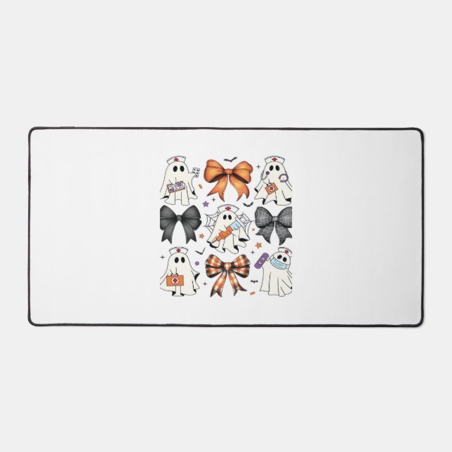 Coquette Halloween Ghost Nurse Classic T-Shirt Desk Mat (Front)