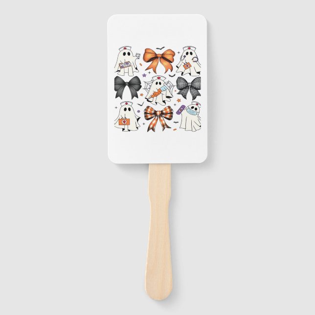 Coquette Halloween Ghost Nurse Classic T-Shirt Hand Fan (Front)