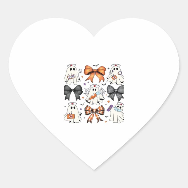 Coquette Halloween Ghost Nurse Classic T-Shirt Heart Sticker (Front)