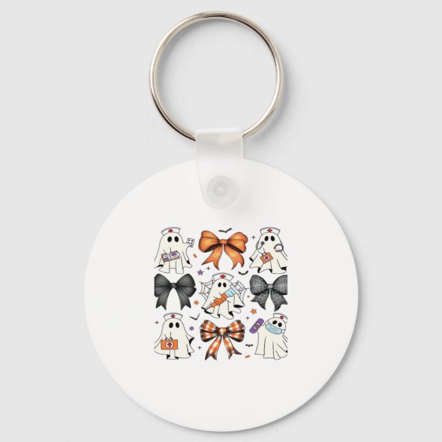 Coquette Halloween Ghost Nurse Classic T-Shirt Key Ring (Front)