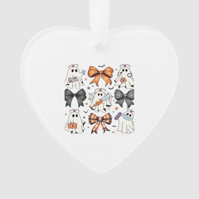 Coquette Halloween Ghost Nurse Classic T-Shirt Ornament (Front)