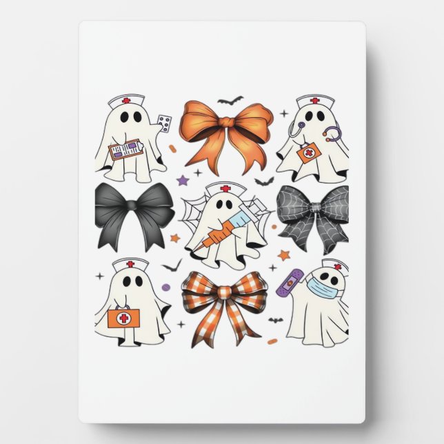 Coquette Halloween Ghost Nurse Classic T-Shirt Plaque (Front)