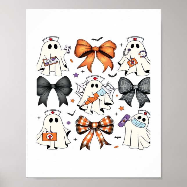 Coquette Halloween Ghost Nurse Classic T-Shirt Poster (Front)
