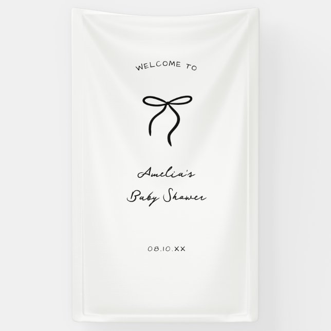 coquette hand drawn baby shower banner (Vertical)