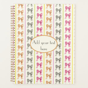 Coquette hand-painted bows & stripes planner