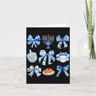 Coquette Hanukkah Bow Jewish Bow Menorah Bow Women Card