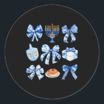Coquette Hanukkah Bow Jewish Bow Menorah Bow Women Classic Round Sticker<br><div class="desc">Coquette Hanukkah Bow Jewish Bow Menorah Bow Women Girls</div>